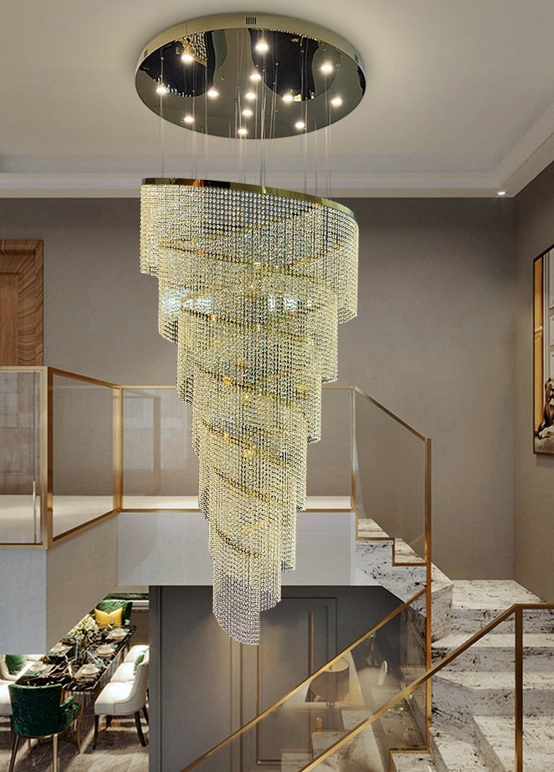 Creative Crystal Staircase Chandelier Spiral Design