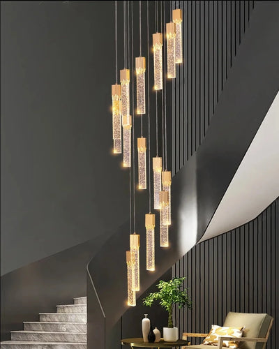 Lily Spiral Crystal Suspension Chandelier For Staircase