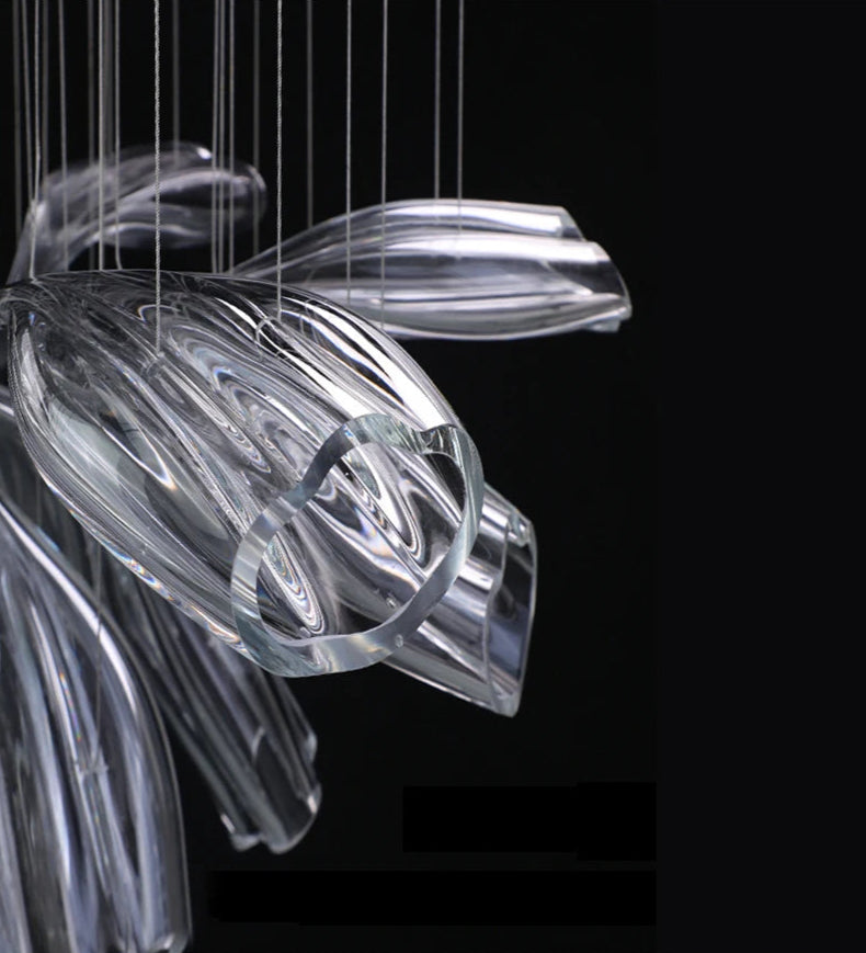 Large Glass Flower Chandelier for Living Room