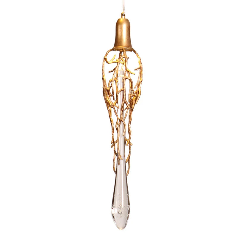LERU Crystal Chandelier in Copper and Brass with Glass Drops