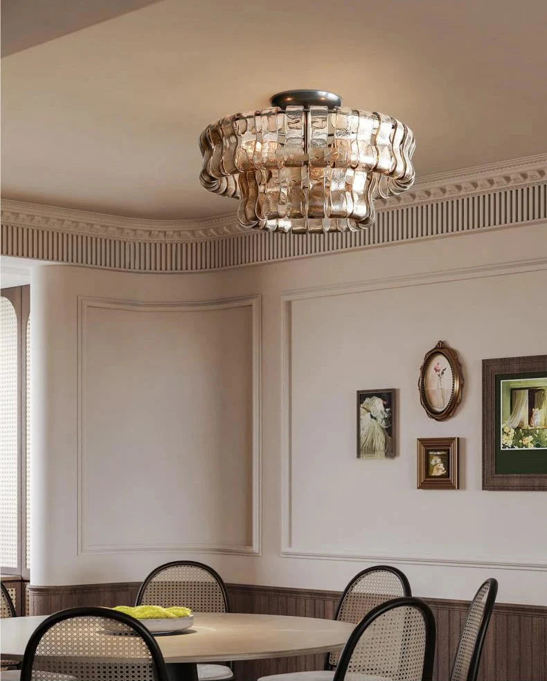 Vintage French bright glass chandelier