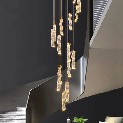 Hot Wave Crystal Staircase Chandelier Creative Design