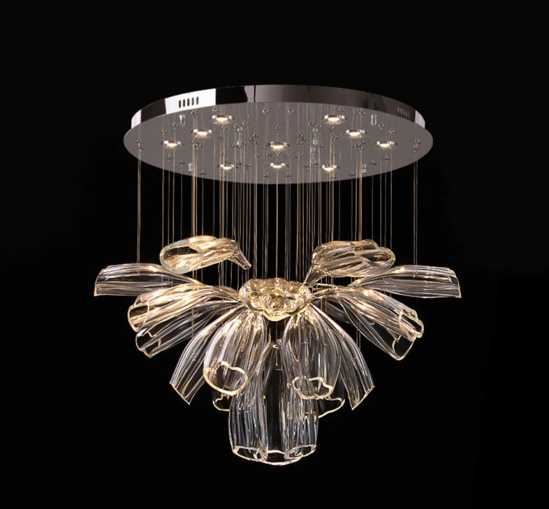 Large Glass Flower Chandelier for Living Room