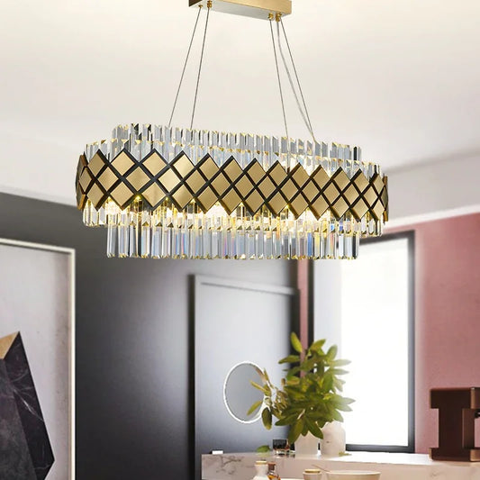 Bella Crystal Gold Rectangular Chandelier