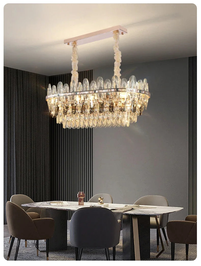 Niko - Luxury Crystal Chandelier with LED Shell elements for Living Room