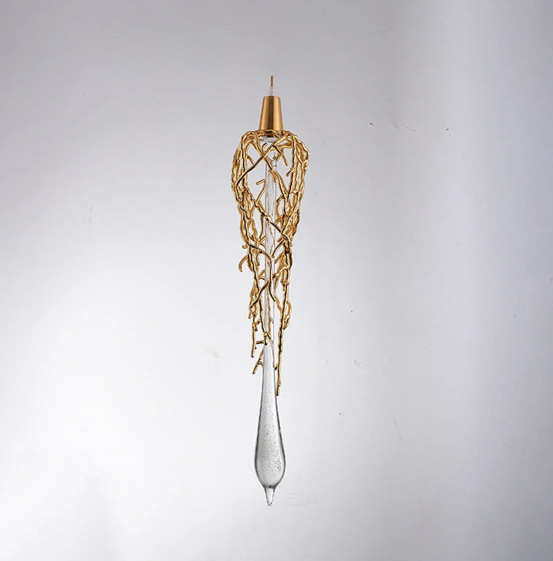 LERU Crystal Chandelier in Copper and Brass with Glass Drops