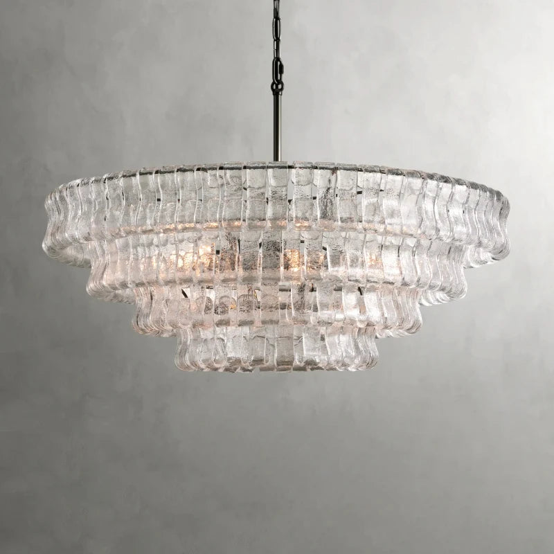Vintage French bright glass chandelier
