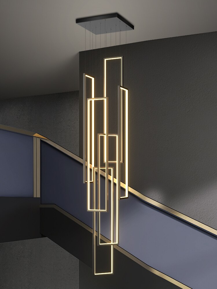 Frame Aluminum LED Chandelier for Staircase