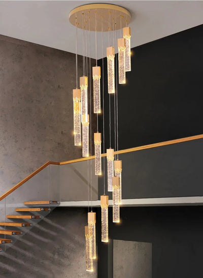 Lily Spiral Crystal Suspension Chandelier For Staircase