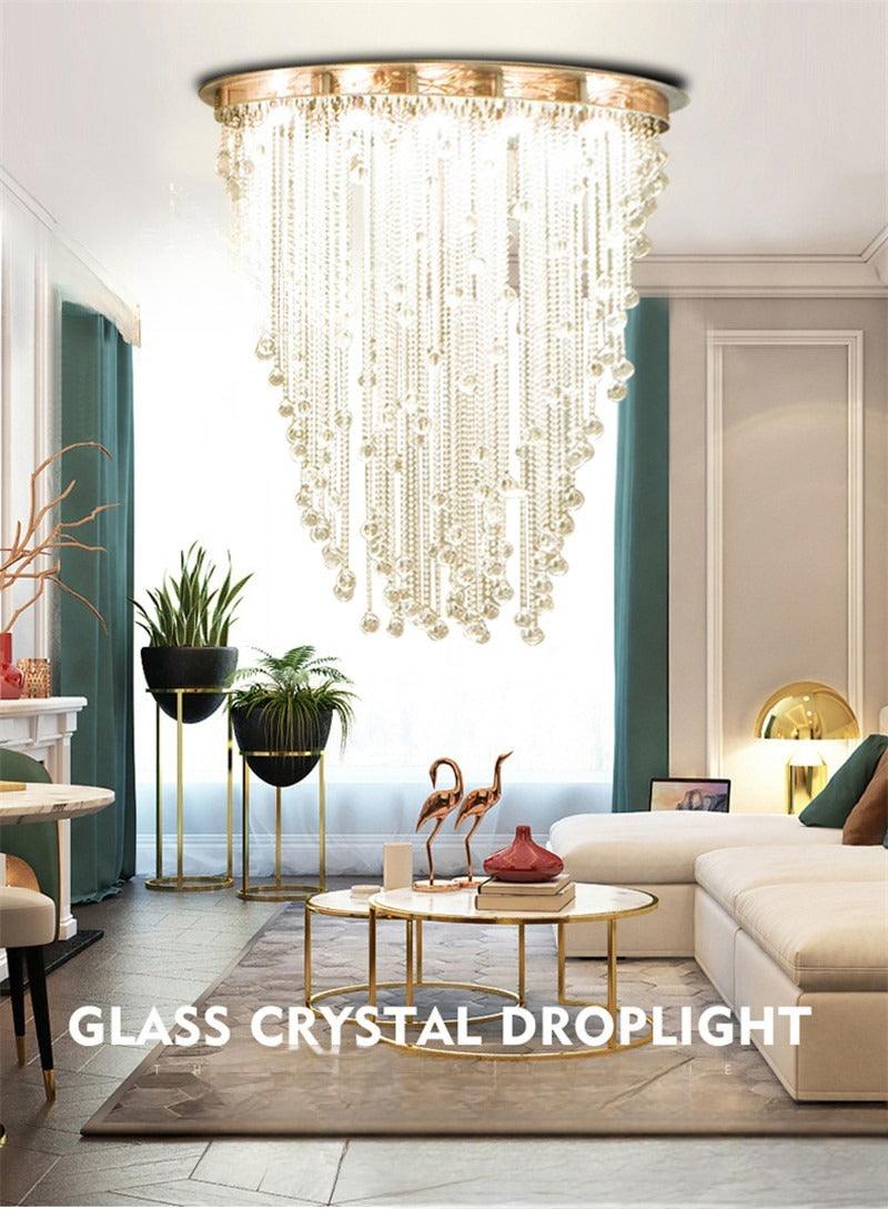 Fiera Rain Drop Crystal Chandelier - Creating Coziness