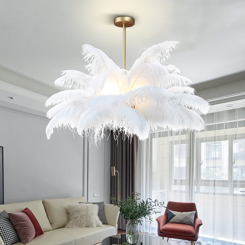 Ostrich Feather Chandelier - Creating Coziness
