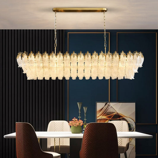 Gold Rectangle Led Glass Chandelier - Creating Coziness