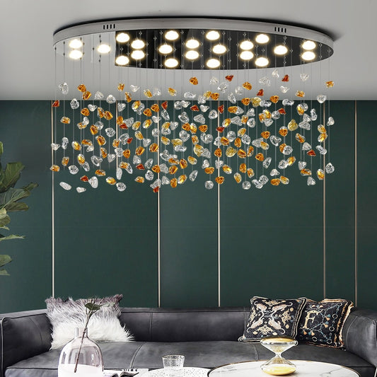 Oval Creative Design Coloful Crystal Stone Chandelier - Creating Coziness