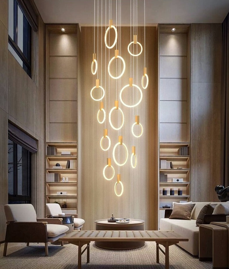 Emmi - Staircase Chandelier with LED Rings - Creating Coziness