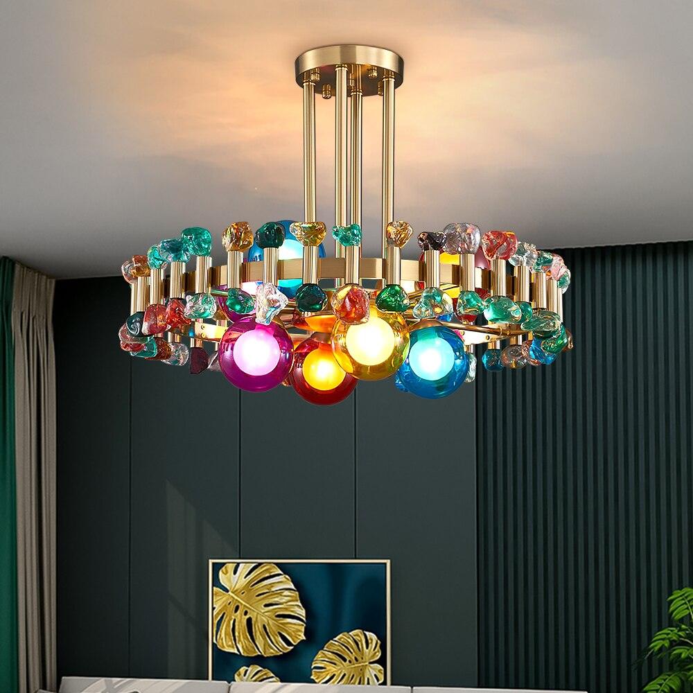 Bailey Colorful Gem And Crystal Two Tier Round Chandelier - Creating Coziness
