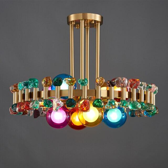Bailey Colorful Gem And Crystal Two Tier Round Chandelier - Creating Coziness