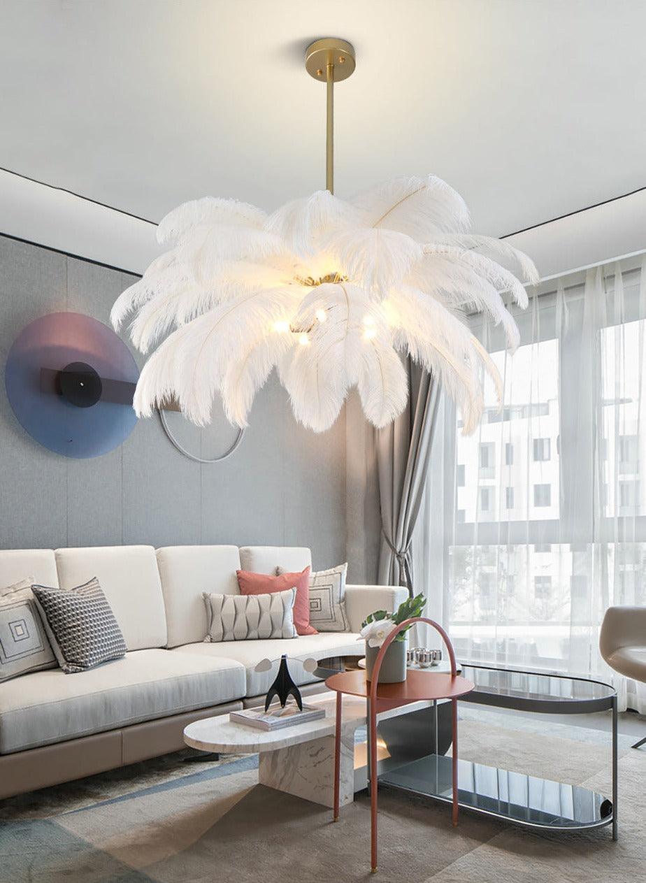 Ostrich Feather Chandelier - Creating Coziness