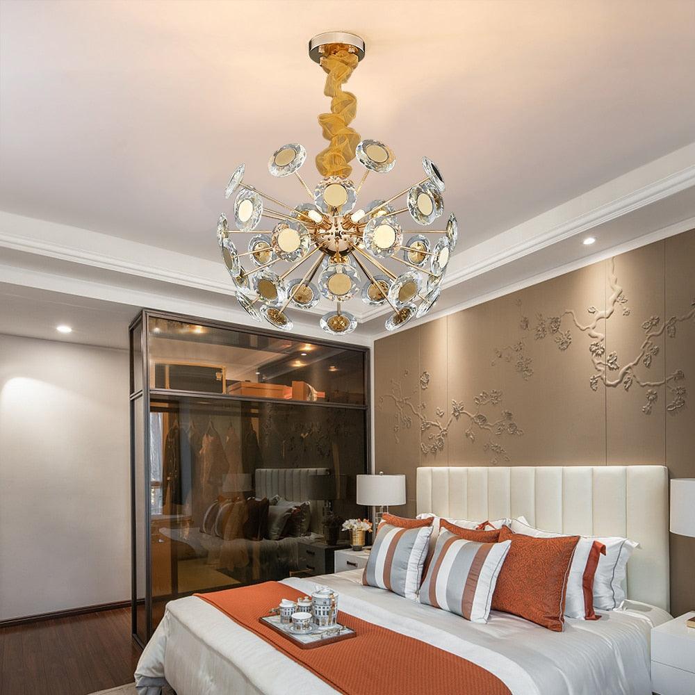 Ellie Round Disc And Crystal Chandelier - Creating Coziness