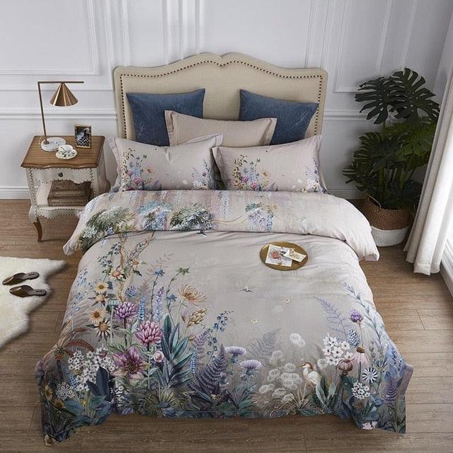 Flowers print Egyptian cotton bedding duvet cover set - Creating Coziness