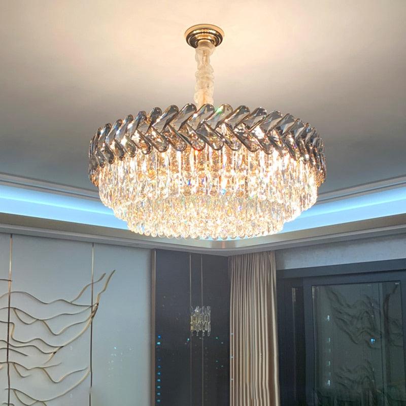 Ruby Three Tier Rounded Crystal Wrapped Chandelier - Creating Coziness